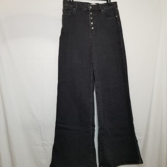 NWT's-SO Women's Black Jeans High-Rise Wide Leg 5-Pocket Front Button-Up Size 13 - Picture 1 of 9